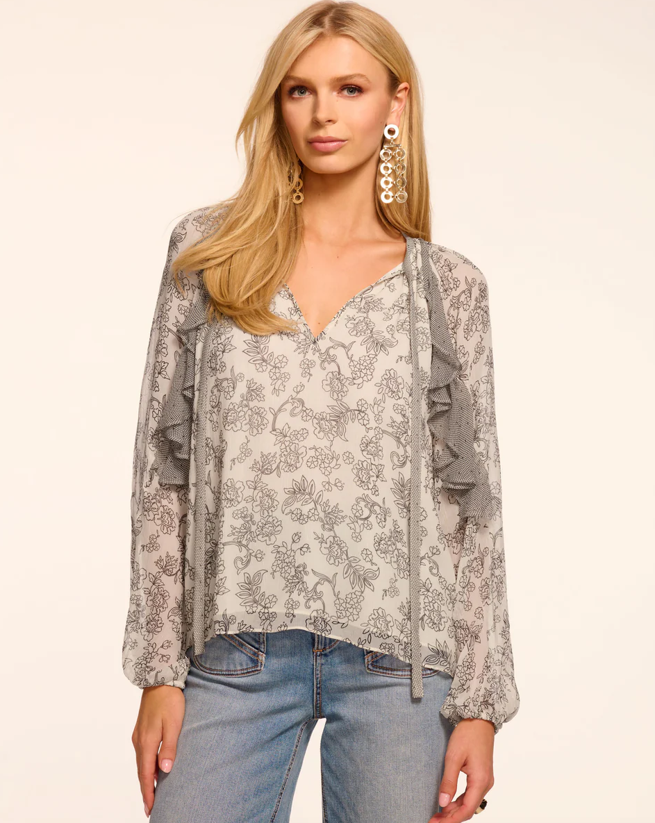 Emily Printed Silk Long Sleeve Blouse