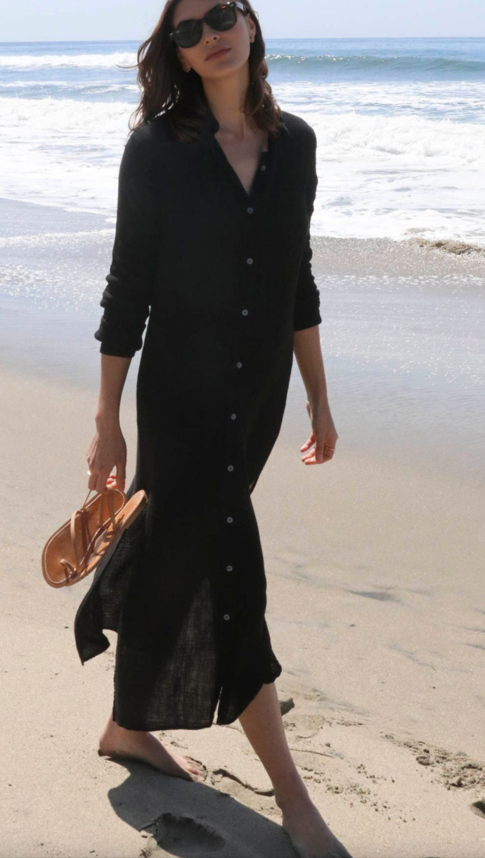 Boyfriend Maxi Dress Gauze - Black