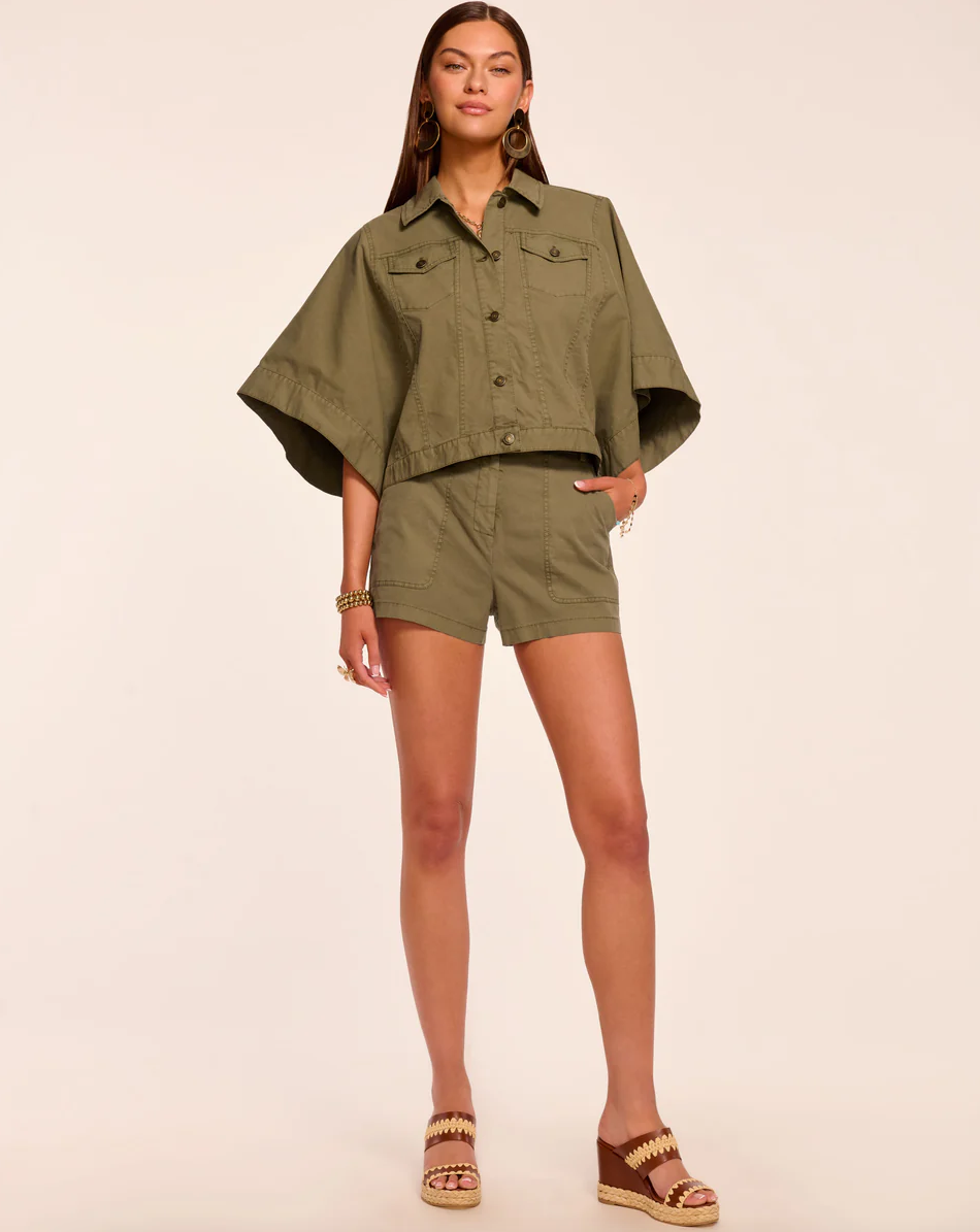 Hilary Canvas Mini Short in Safari Green