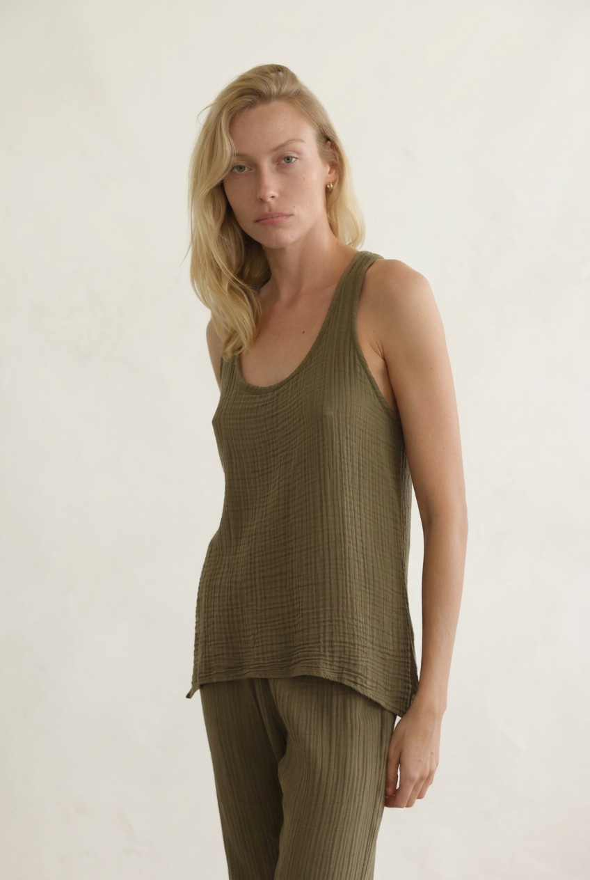 Felicite - Racerback Tank Gauze - Military