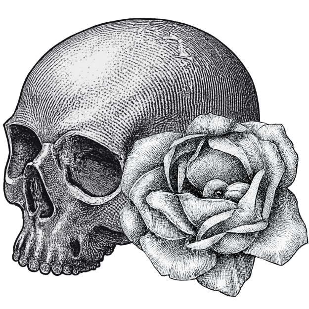 Image of a skull and rose