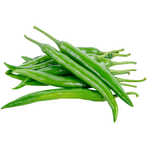A pile of fresh green chili peppers on a transparent background.