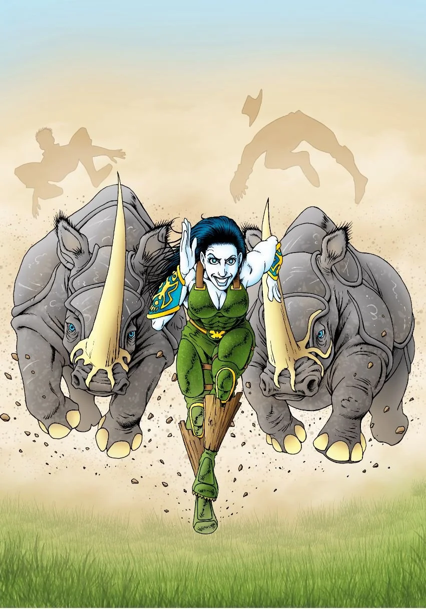 Proof that AmaZons don't run from trouble; they weaponize it: Smack unicorns on the bum! Check! Run through a bandit camp! Check! Unicorns give chase and trample bandits! Check! Smile because you're friggin' awesome and you know it! CHECK!