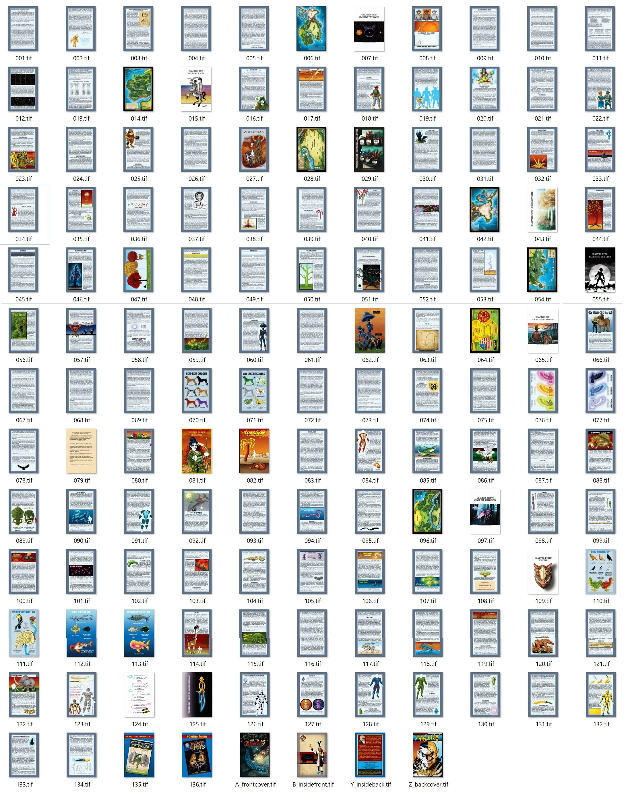 Every single page of BOTANY & THE BEAST, thumbnail-sized. Even so, it still hints at how gorgeous and packed with color this 136-page beast is!
