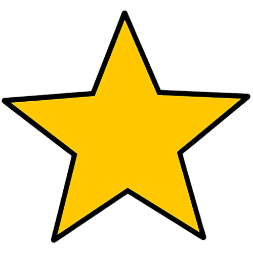 Airbnb star - Yellow star with black outline and slight shadow.