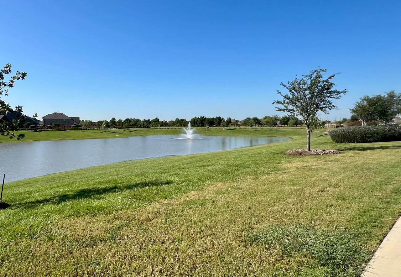 retention pond and detention pond with maintained shoreline in Chambers County, TX