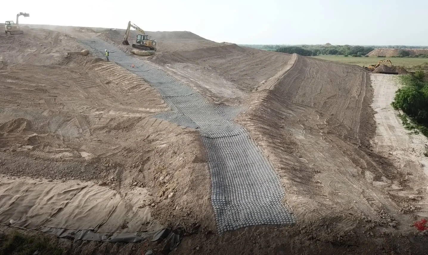 Commercial erosion control installation along drainage channel in Houston, TX