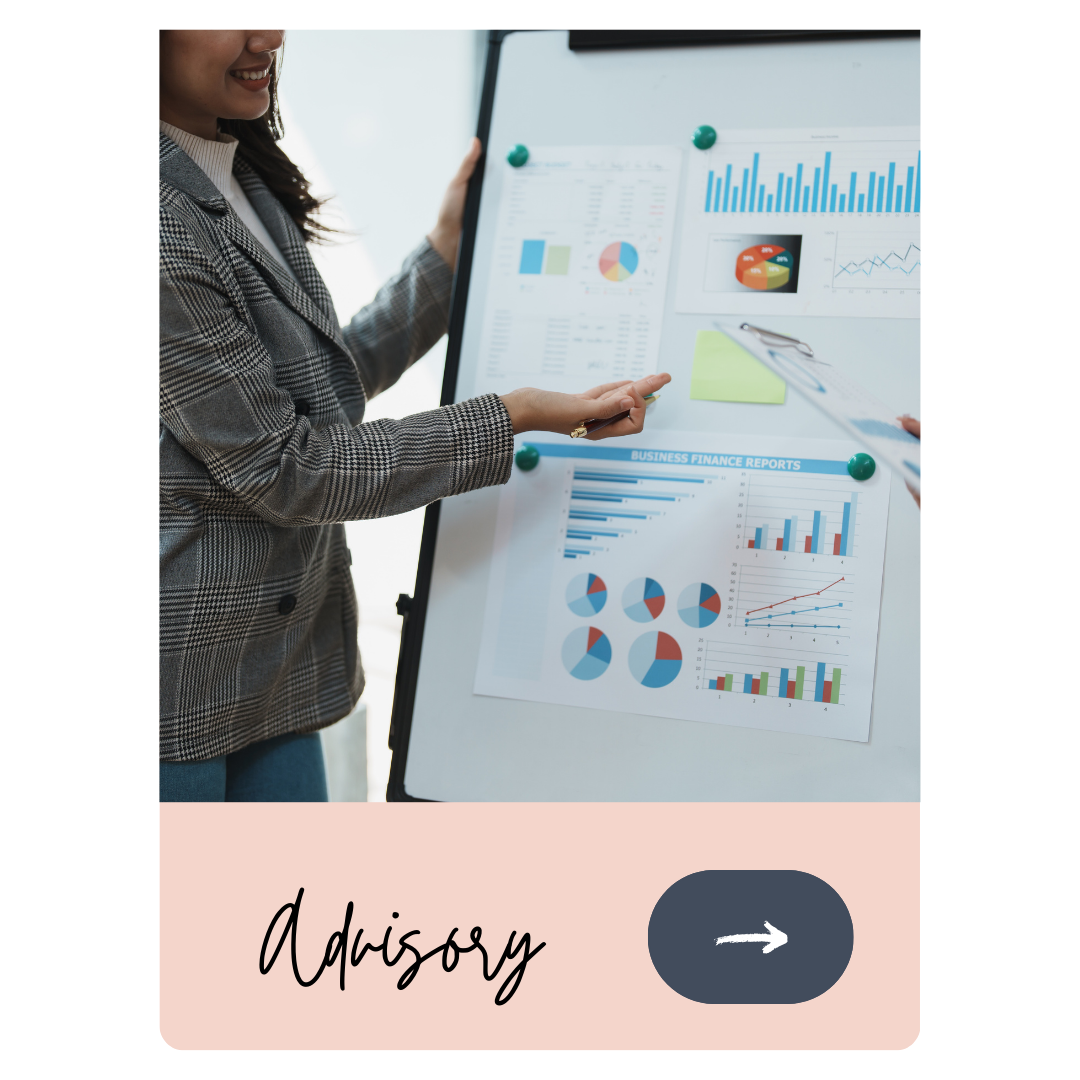 A woman giving a presentation with charts and graphs on a whiteboard, labeled 'Business Finance Reports', during a business meeting or seminar.