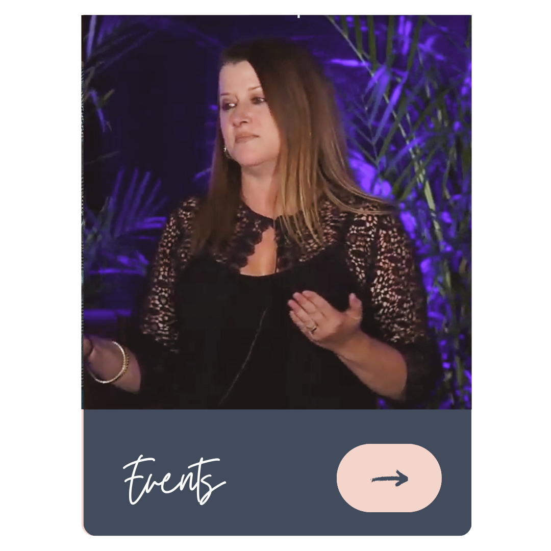 Stephanie Atkinson, the CEO of Compass Intelligence, is speaking in front of a purple-lit background at a technology conference.