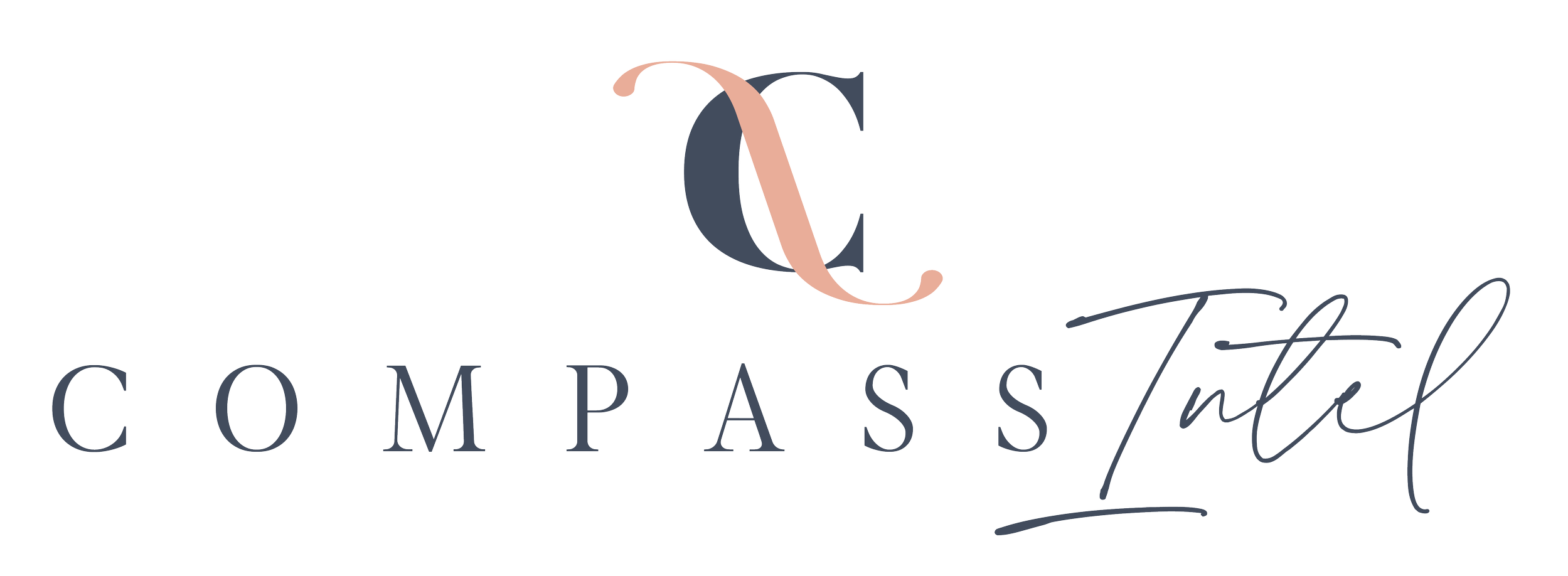 Logo for Compass Intelligence with a stylized 'C' in dark blue and light pink, and the words 'COMPASS Touch' in elegant serif and cursive fonts.
