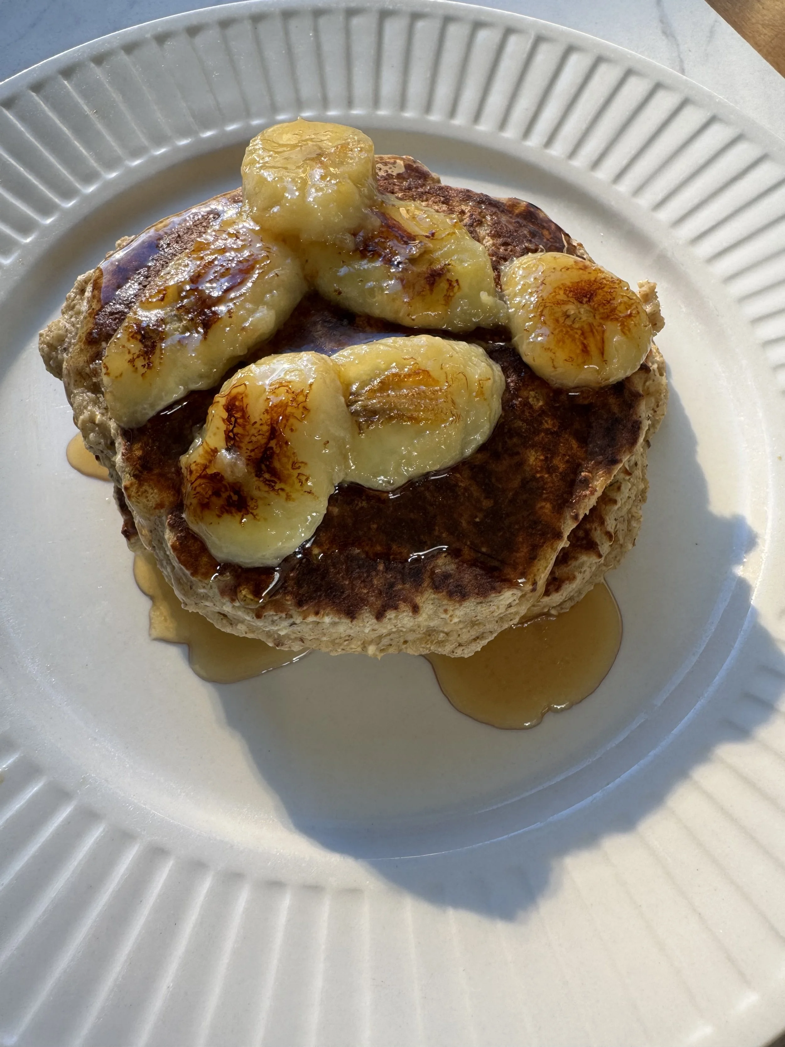High Protein, High Fiber Banana Pancakes