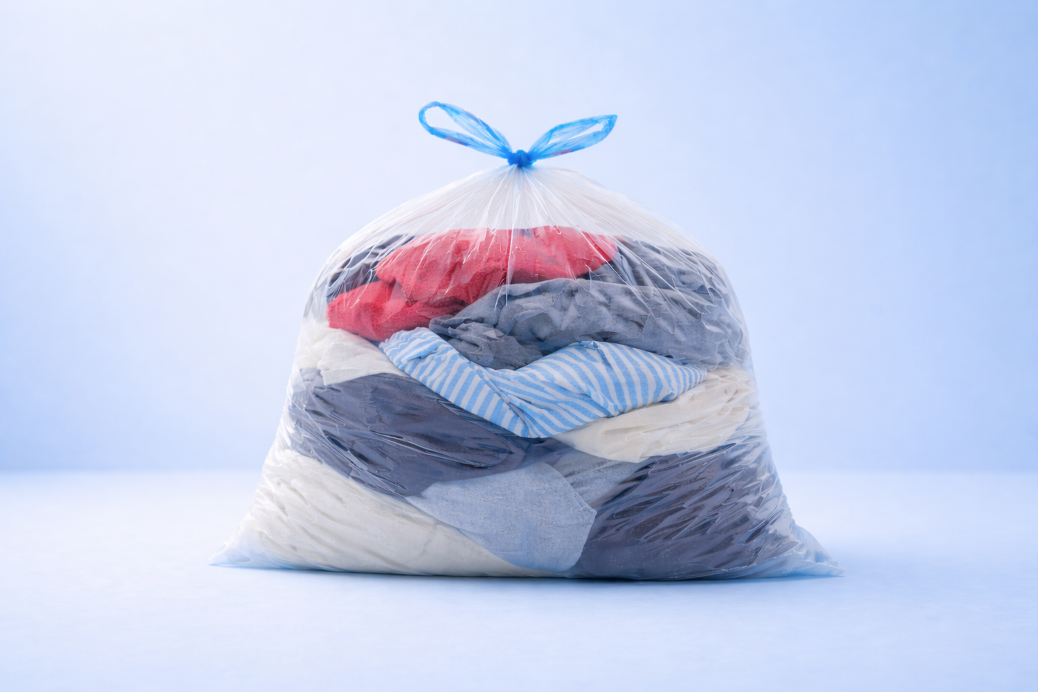 Bag of clothes ready for TapWash laundry pickup