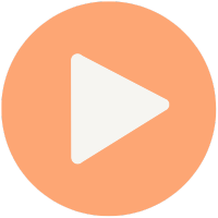 Play button icon with an orange circle and white triangle