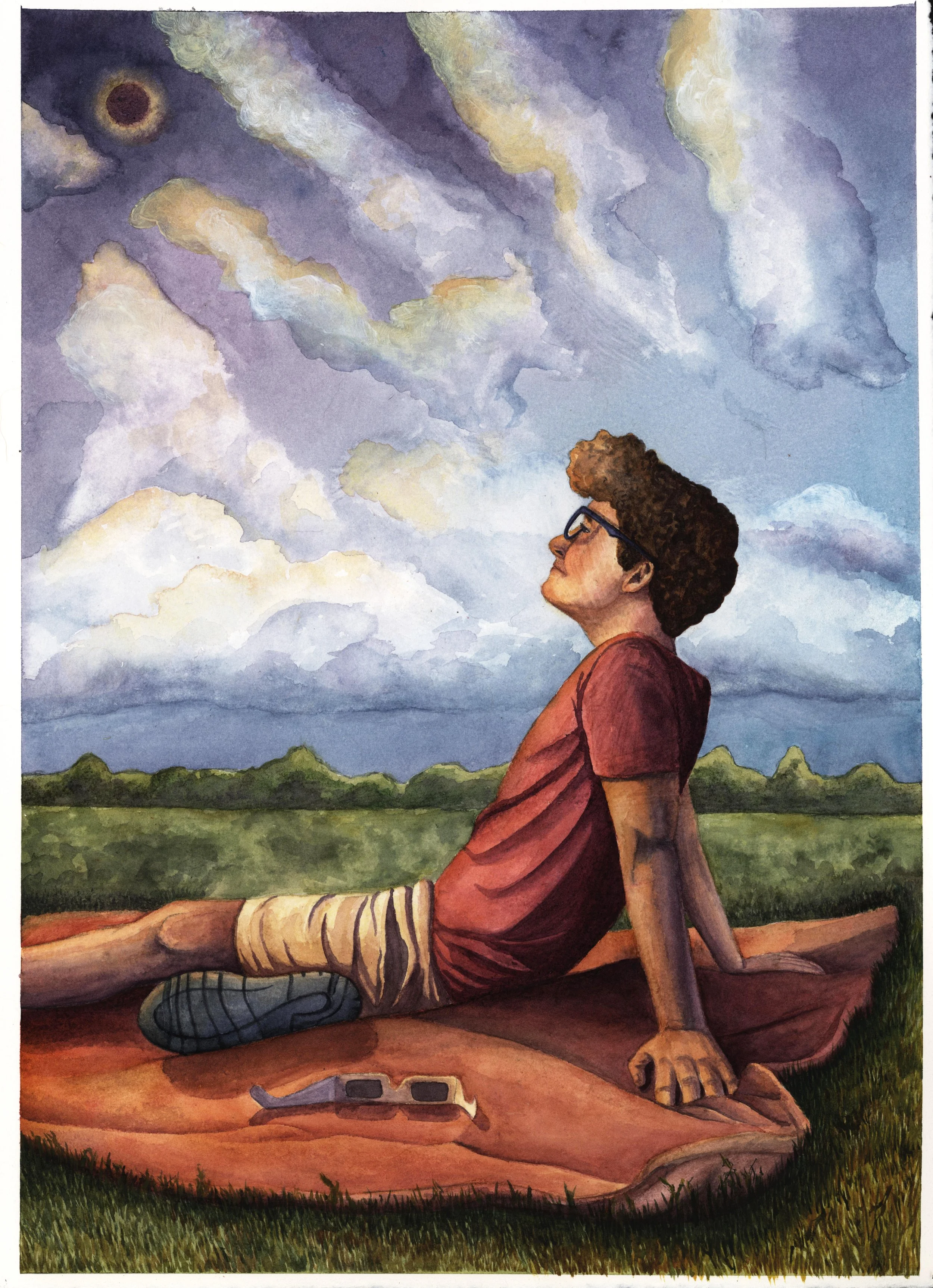 Total Eclipse | Watercolor | Spring 2024 | 12” x 17”