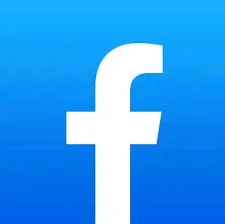 Facebook logo with white lowercase 'f' on blue background