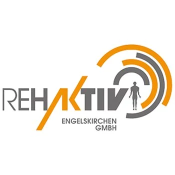 Logo der ReAktiv Engelskirchen GmbH mit einem menschlichen Icon und kreisförmigen Linien in Orange und Grau.