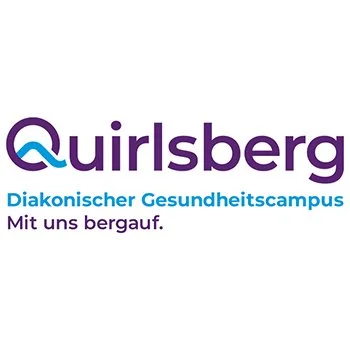 Logo des Quirlsberg Diakonischer Gesundheitscampus mit blauem und lila Text auf weißem Hintergrund.