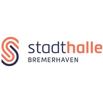 Logo der Stadthalle in Bremerhaven, bestehend aus einem stilisierten S und dem Text 'stadt halle BREMERHAVEN'.