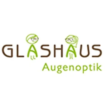 Logo für Glashaus Augenoptik mit zwei stilisierten Figuren und Text.