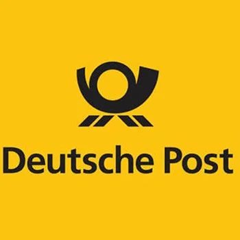 Deutsche Post Logo auf gelbem Hintergrund.