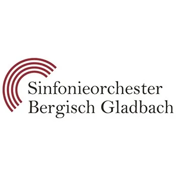Logo des Sinfonieorchesters Bergisch Gladbach mit roten Linien und dem Namen der Orchester