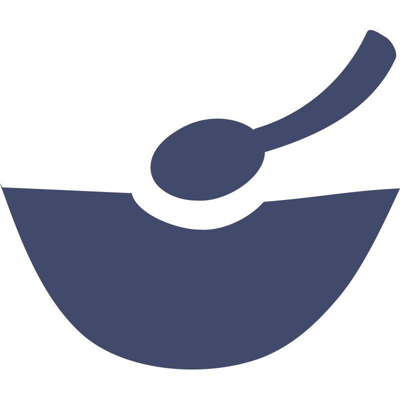 Abstract logo of  spoon stirring a bowl, representing health coaching and healthy nutrition.