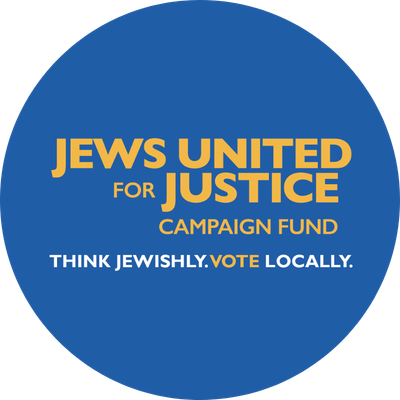 logo: Jews United For Justice Campaign Fund. Think Jewishly. Vote locally.