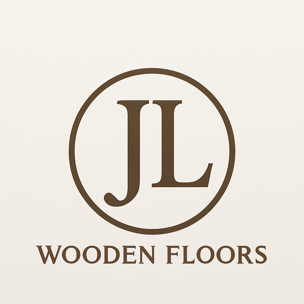 Logo with the initials 'JL' inside a circle and the words 'Wooden Floors' below.