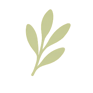 A simple illustration of a small branch with five leaves.