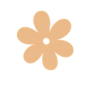 A beige flower-shaped object with a hole in the center.
