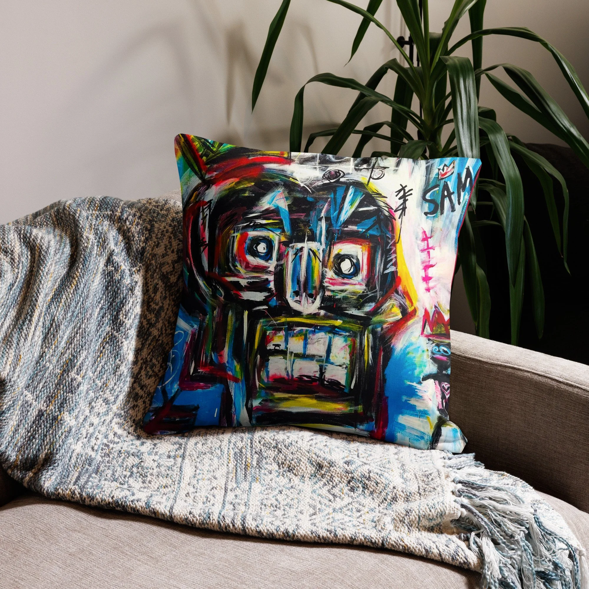BASQUIAT Custom Pillow MAROON