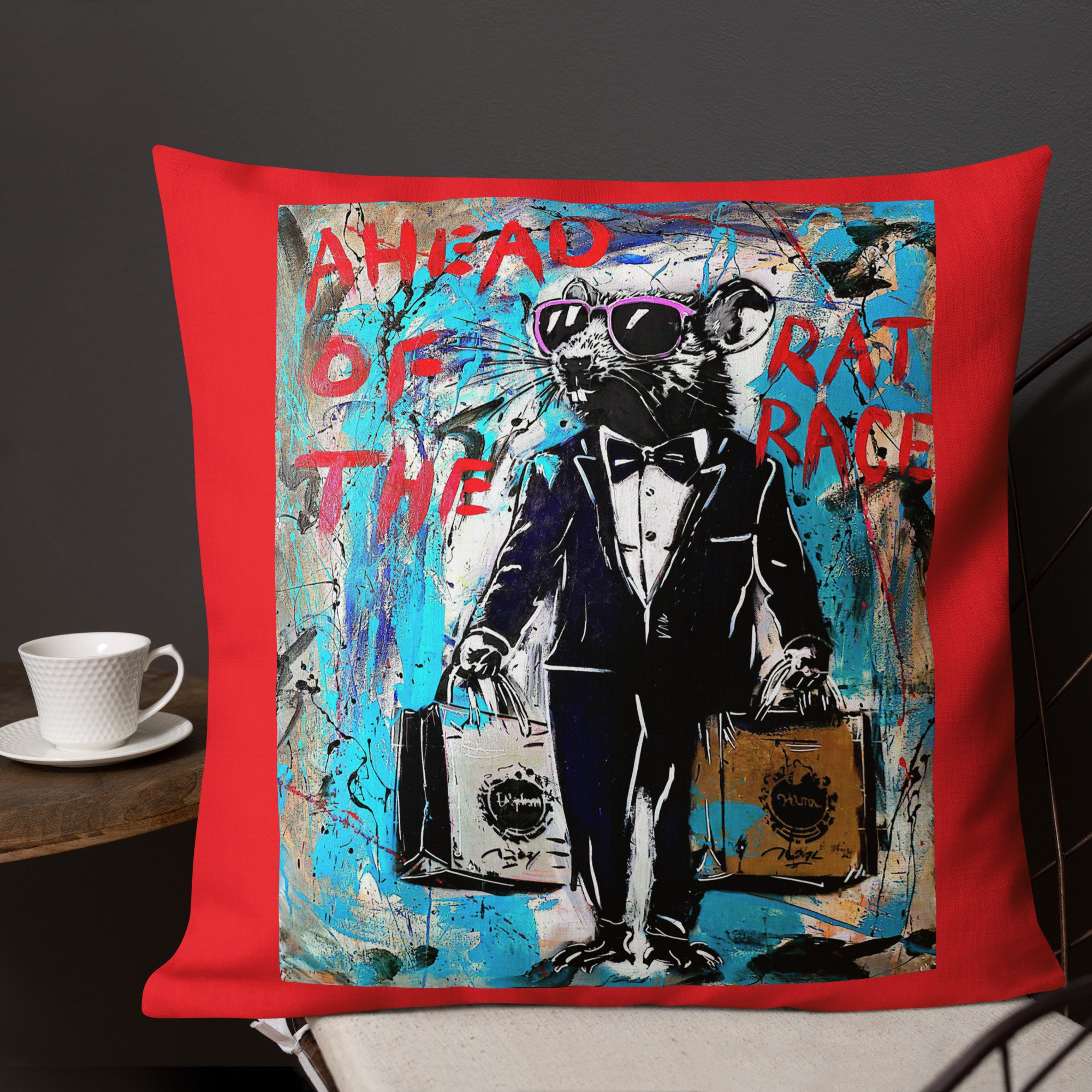 RAT RACE Custom Pillow RED