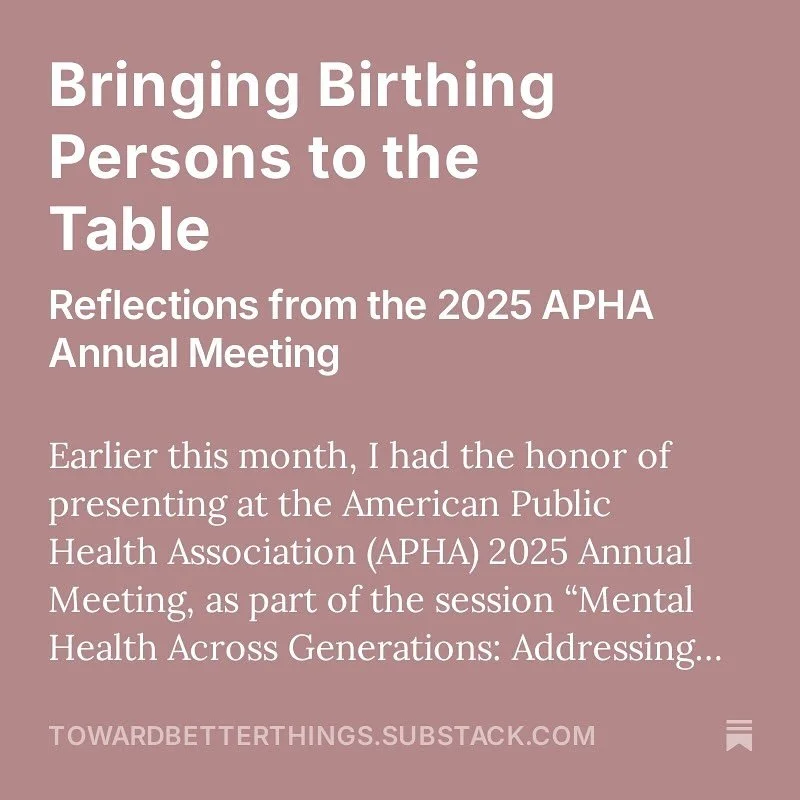Check out my substack to read about the research I was able to present at APHA #mentalhealth #communityengagement #perinatalmentalhealth #apha2025