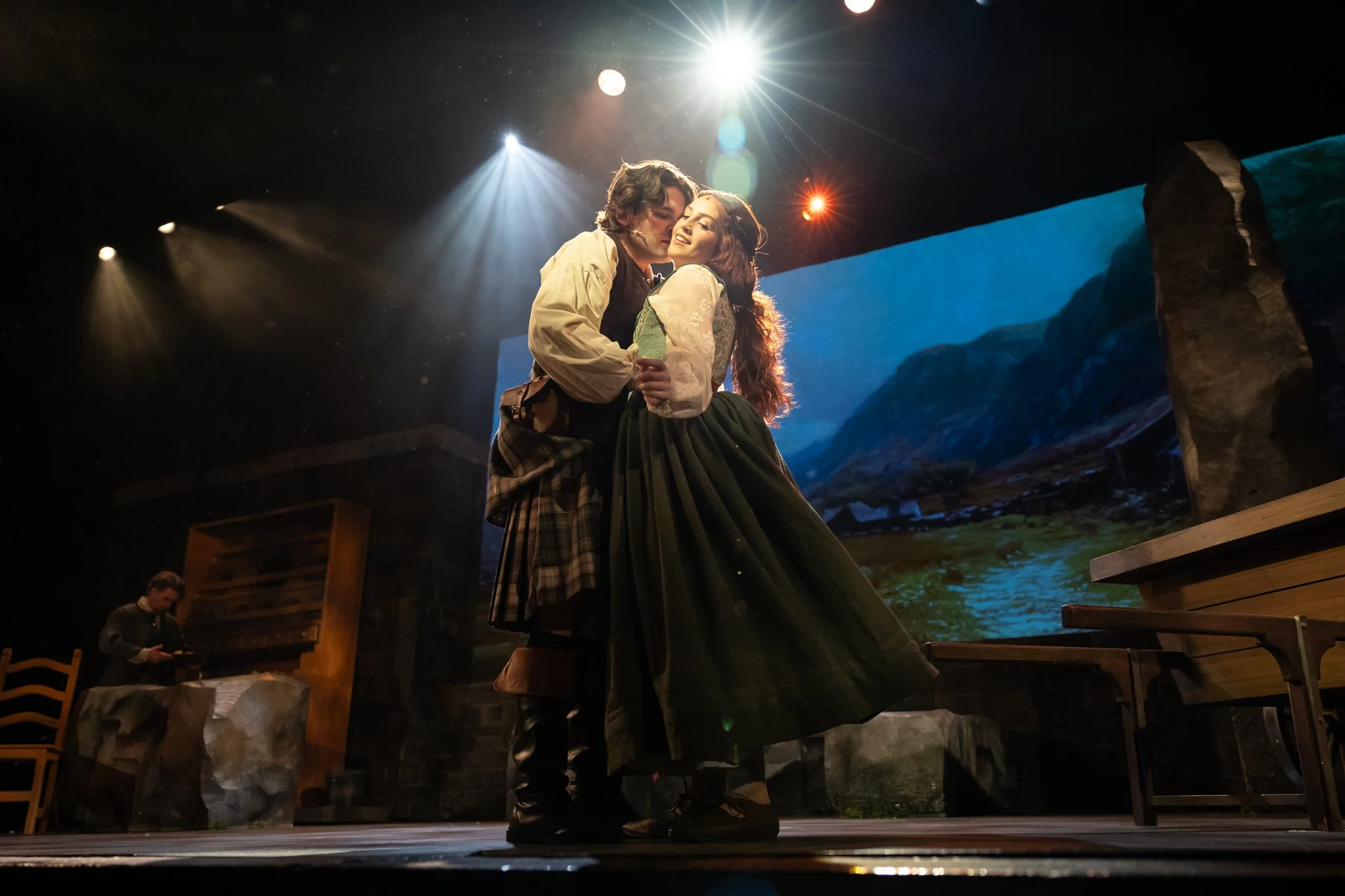 Carmiña Monserrat as Ailey with Gianni Palmarini as James in "The Roads to Loch Lomond" at The Phoenix Theatre Company - Photo by Brennen Russell