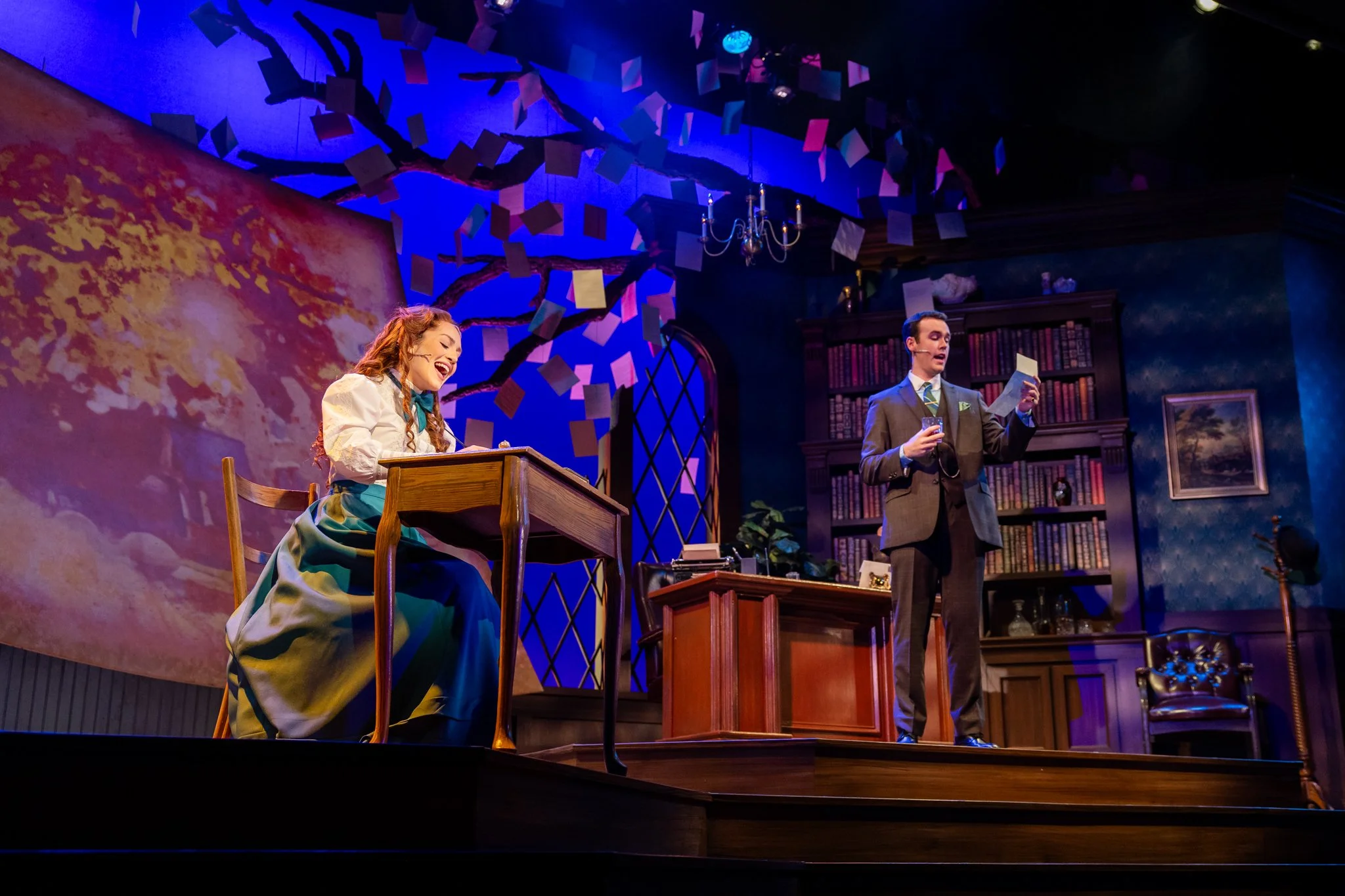 Carmiña Monserrat as Jerusha and Liam Boyd as Jervis in "Daddy Long Legs" at The Phoenix Theatre Company - Photo by Brennen Russell