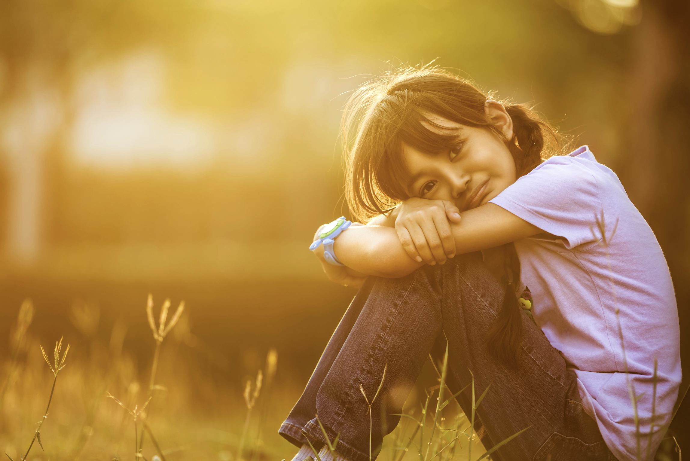 Young peaceful, calm girl in nature