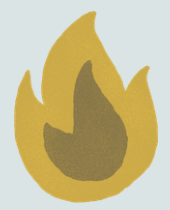 Yellow, brown flame symbolizing digestion.