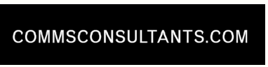 Black banner with the text 'COMMCONSULTANTS.COM' in white capital letters.