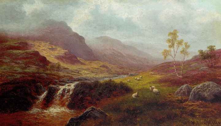 Sunset over silhouette mountain range with orange sky and distant clouds.