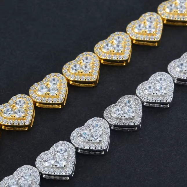 Luxury Heart Link Bracelet 925 Silver