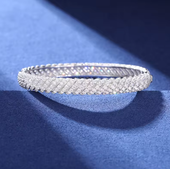 Luxury Twisted Bangle Bracelet 925 Silver 8MM