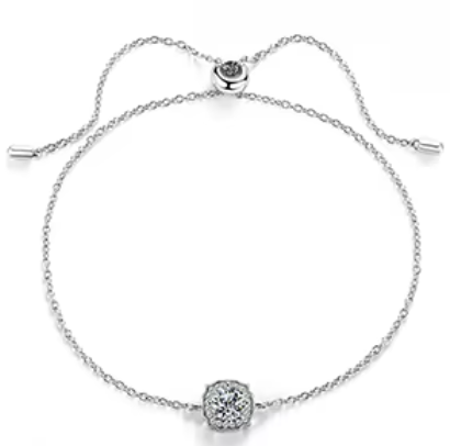Adjustable Flower Set Solitare Gift Bracelet 925 Silver