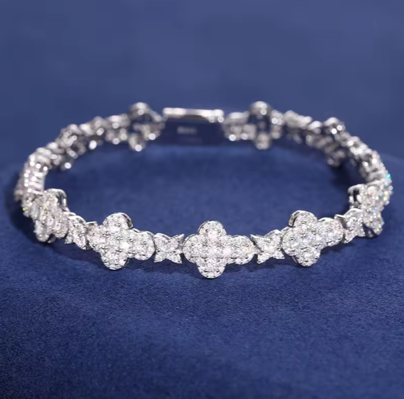 Luxury Cross & Star Link Bracelet 925 Silver 10MM