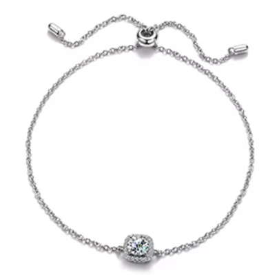 Square Set Solitaire Gift Bracelet 925 Silver