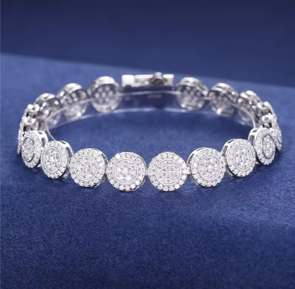 Luxury Cluster Link Bracelet 925 Silver 9MM