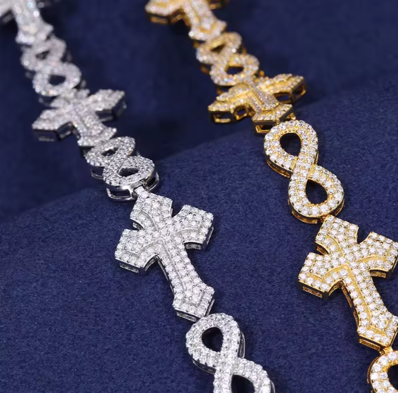 Luxury Infinity Cross Link Bracelet 925 Silver 15MM