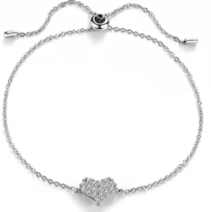 Adjustable Heart Charm Gift Bracelet 925 Silver