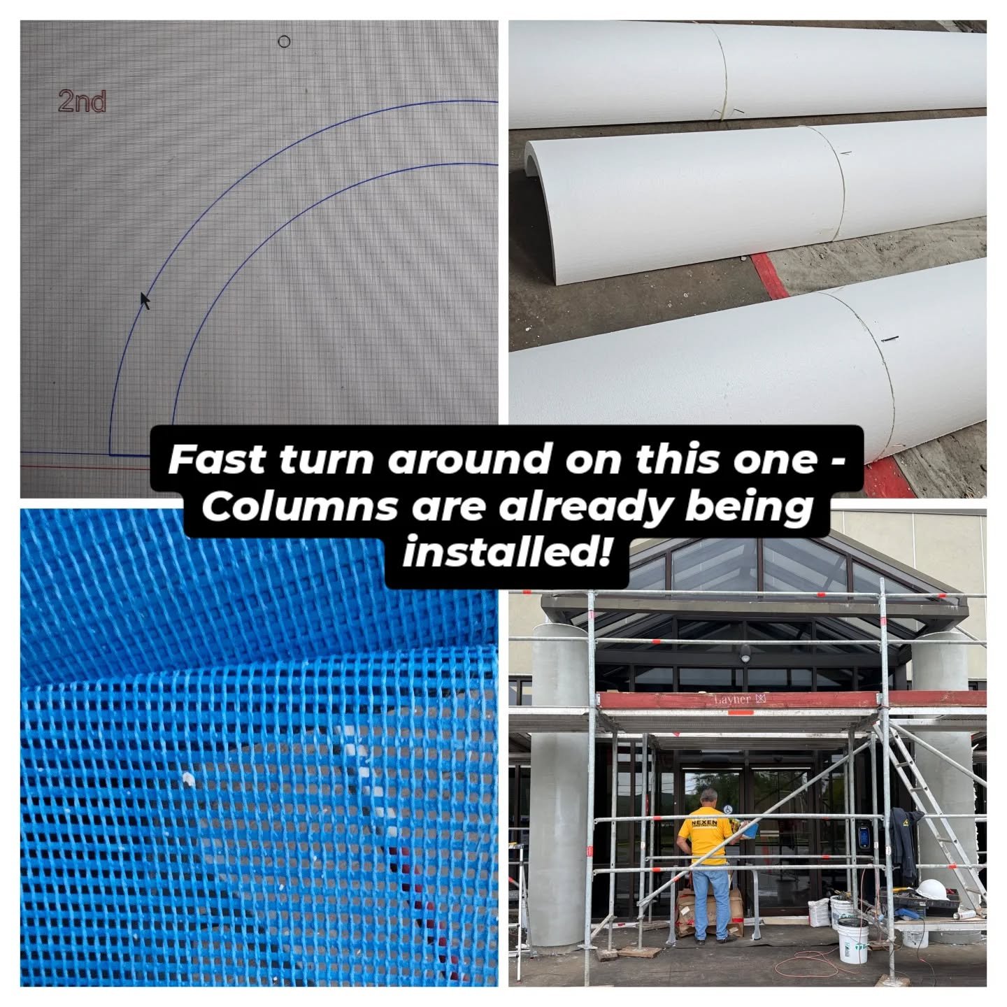Went from drawing the column profile to installation in less than two weeks this time! Two panzer reinforced 12ft #eifs / #stucco #columns are now being installed by @nexenconstruction 

Reach out to us for your next EIFS or stucco project! We manufa