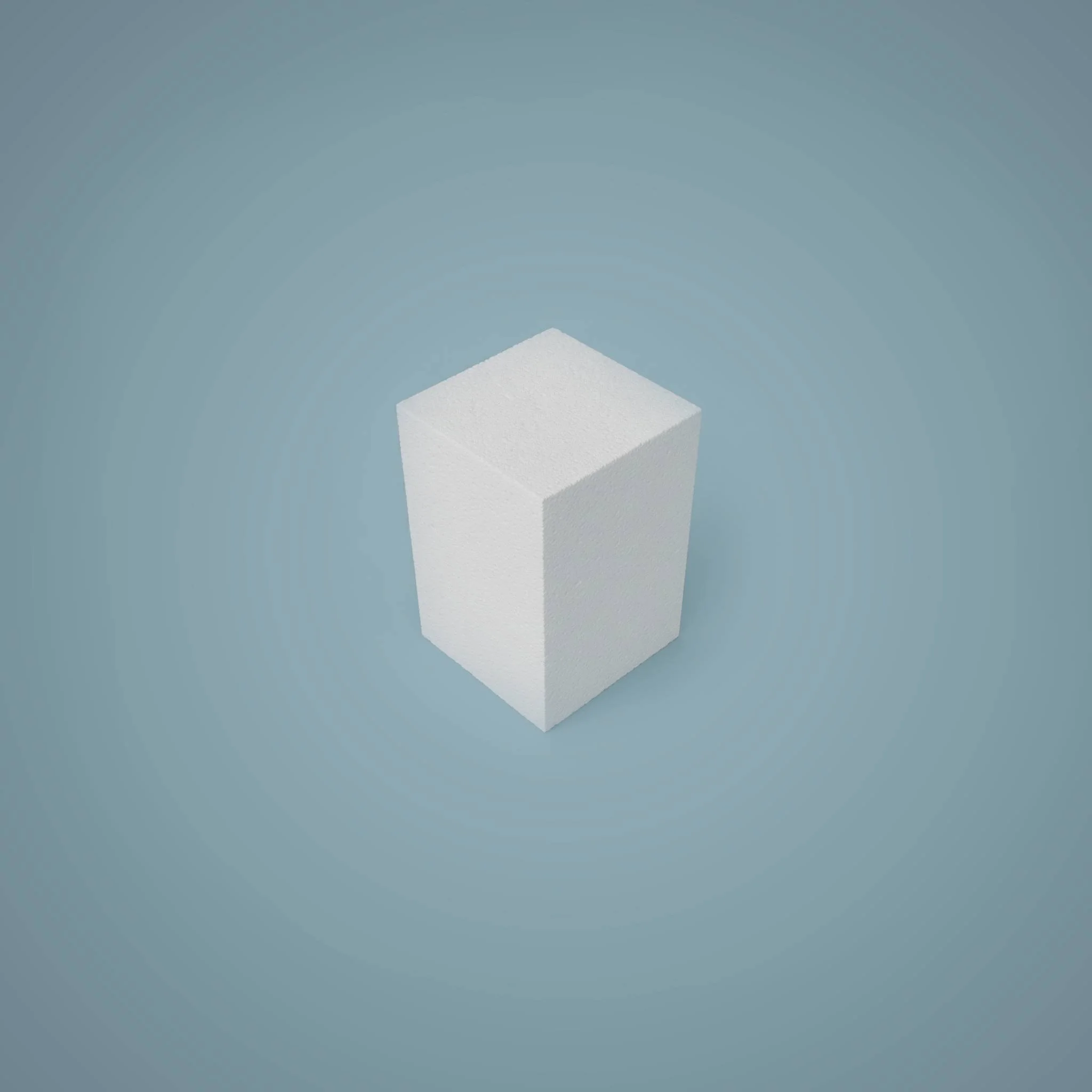 white EPS foam block on a blue background