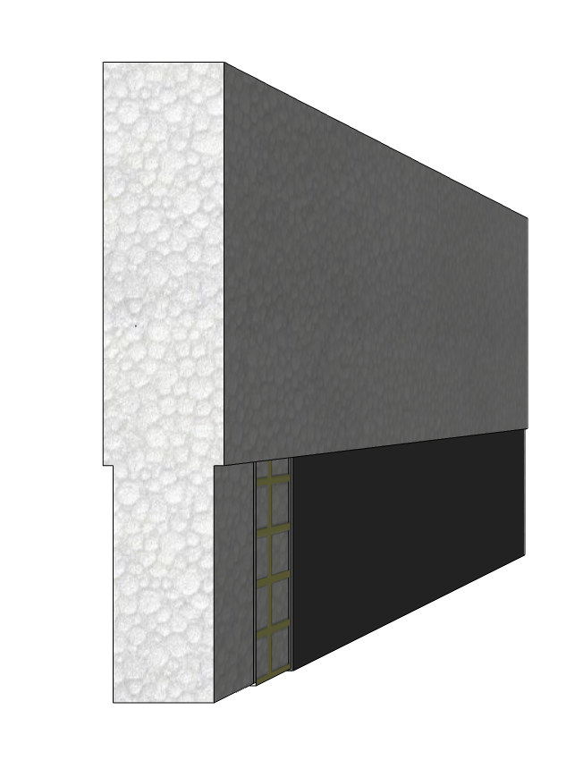 1.5 by 8.0 inch EIFS starter board that FoamWorks manufactures for EIFS building projects